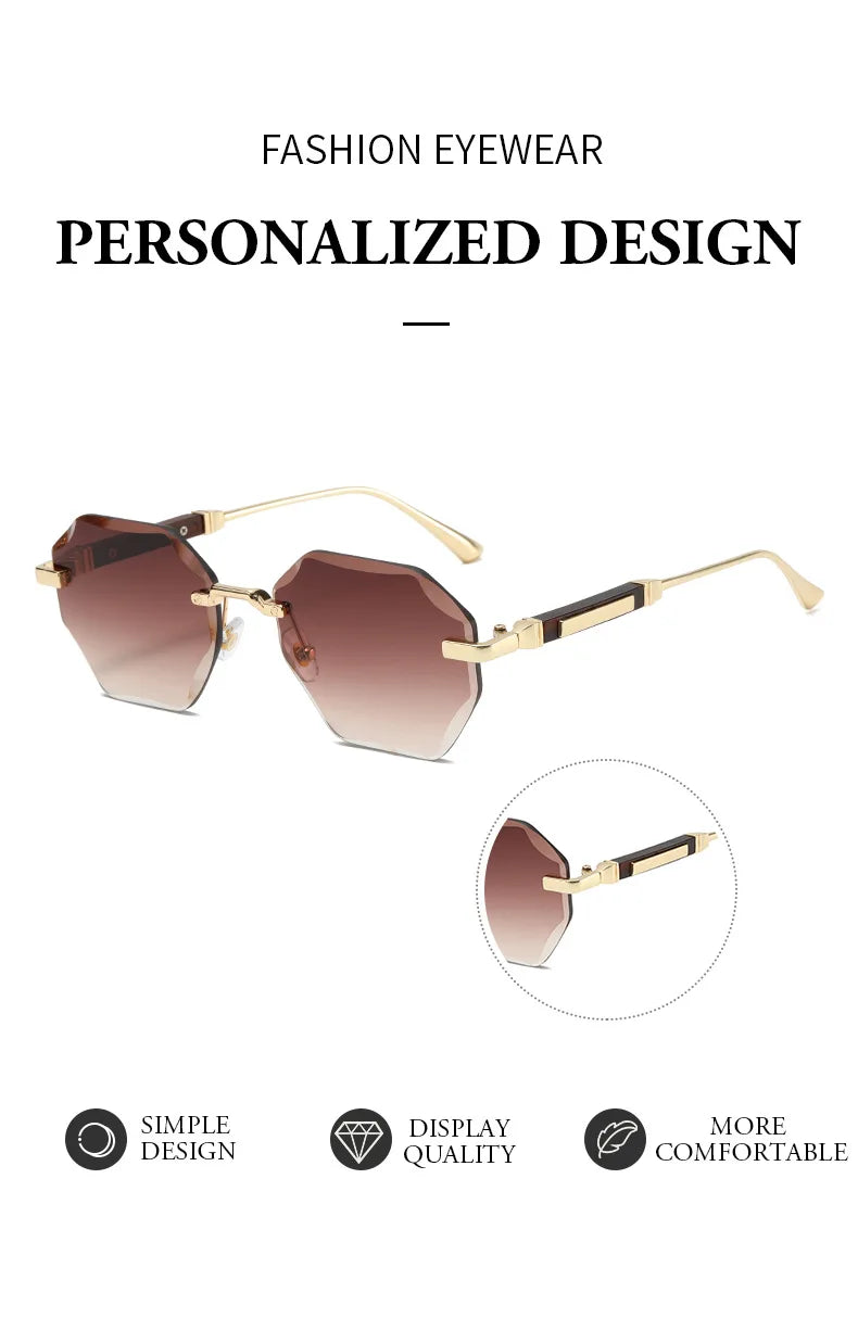 Man Woman Sunnies Fashion Unisex Rimless Sunglasses