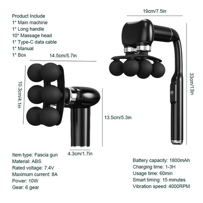 6-Heads Handheld Fascia Gun High Frequency Vibration Body