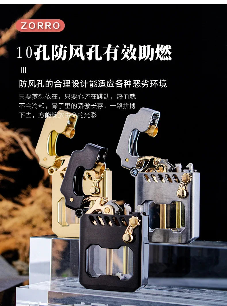 Zorro Kerosen Lighter Cyber Mecha Transparent Bin Rocker
