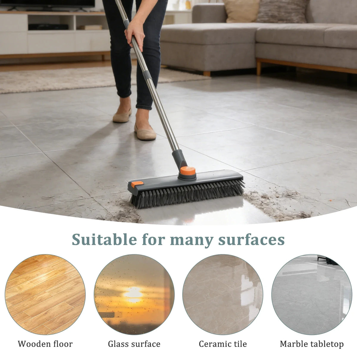 3 in 1 Scrub Brush with Long Handle Bathtub and Floor Gaps