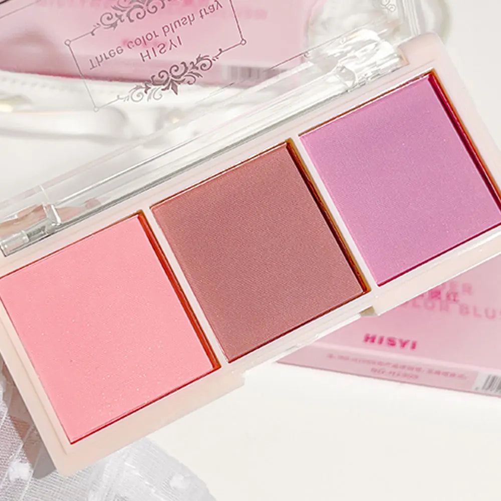 Three color blush tray rouge makeup