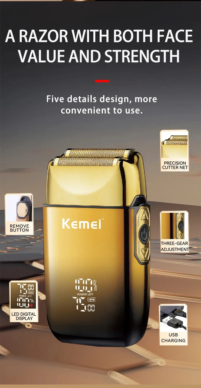 Kemei KM-TX10 USB Charging Electric Shaver For Men