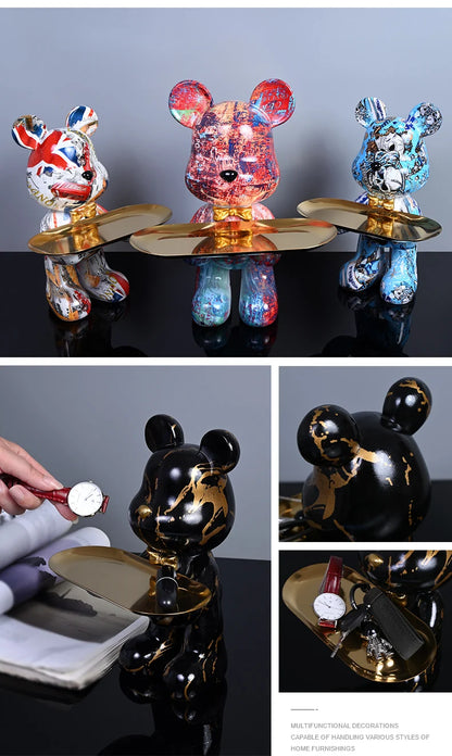 Colorful Bear Statues and Sculptures Butler Figure Ornaments