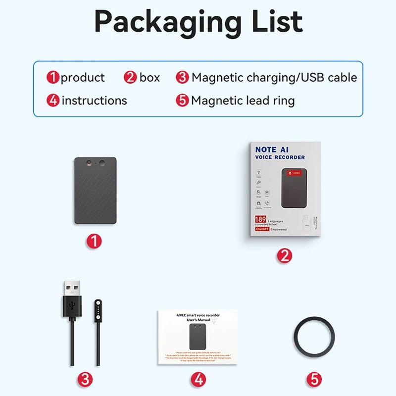 AI Voice Recorder with LED Indicator ChatGPT Smart Transcription