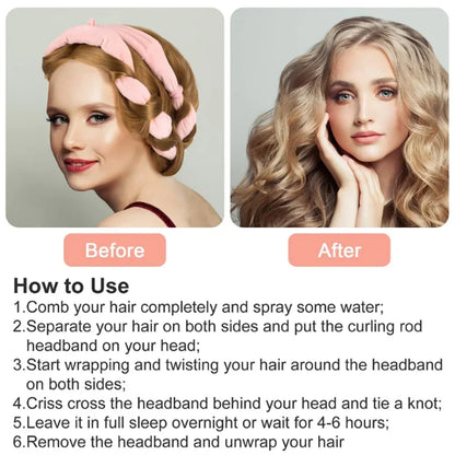 Woman Heatless Curling Rod Headband Lazy Hair Curler