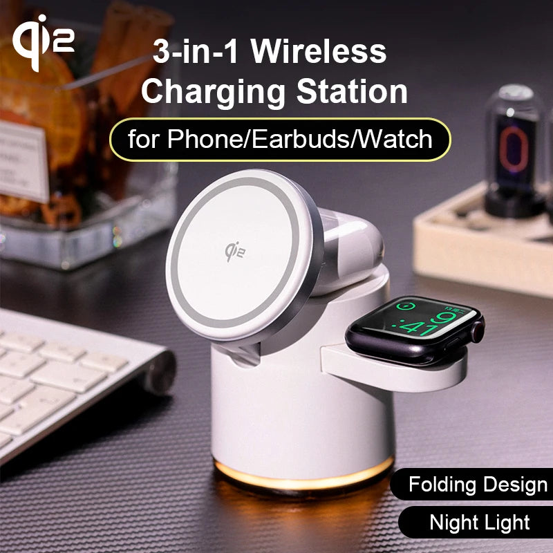 3-in-1 Fast Charging Station Stand Folding Holder