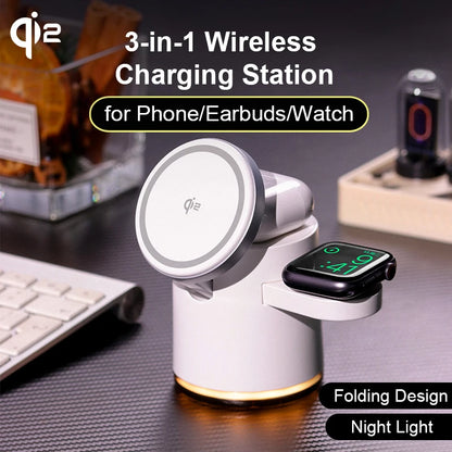 3-in-1 Fast Charging Station Stand Folding Holder
