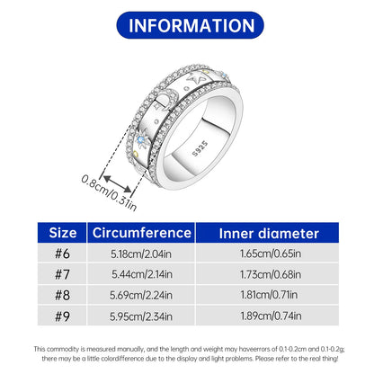 925 Sterling Silver Three-Ring Stackable Ring for Women