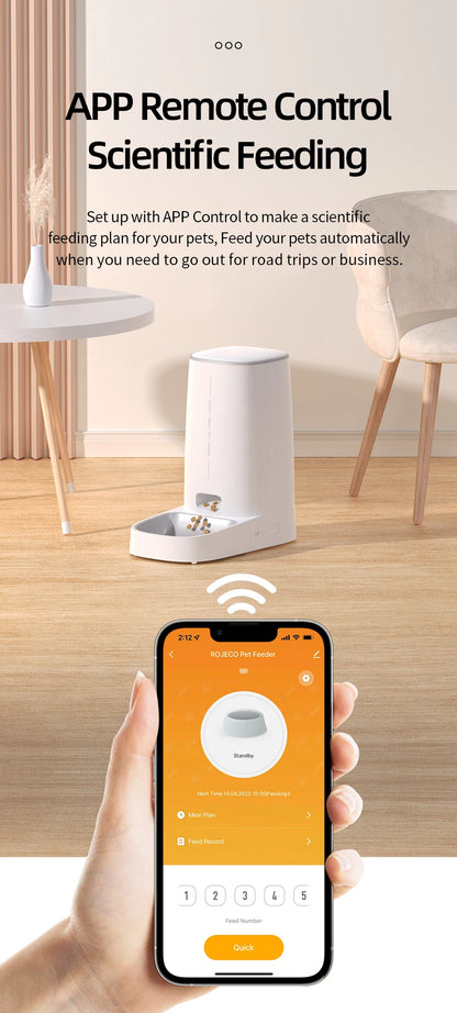 Automatic Cat Feeder Pet Smart WiFi Cat Food Kibble Dispenser