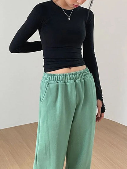 Women Casual Slim Fit Long Sleeve O-Neck T-shirts