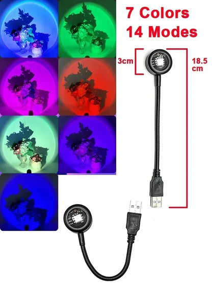 USB Night Light LED Sunset Lamp Projector Photography Wall