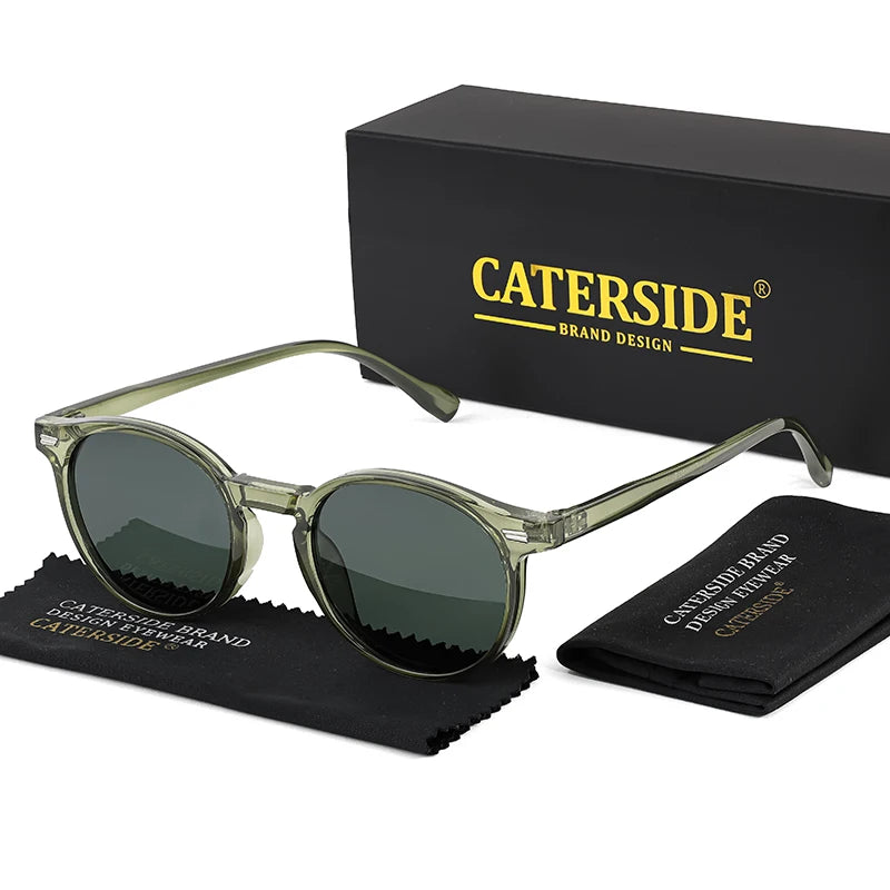 Retro Polarized Round Sunglasses Men TR90 / Acetate Vintage
