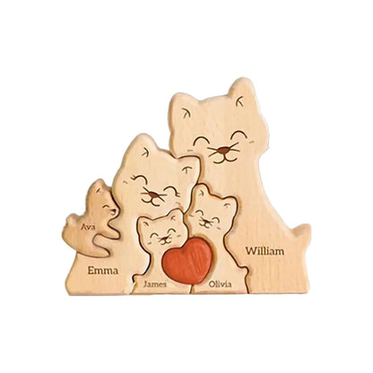 Wooden Cat Art Puzzle Warm Family Handmade Crafts Ornaments