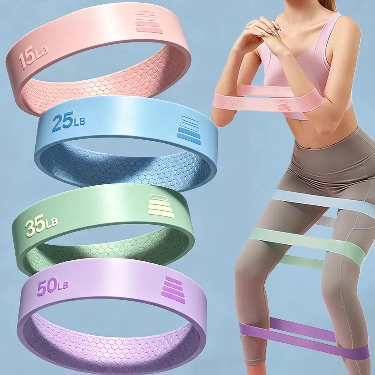 15-50LB Resistance Bands For Legs And Butt Hip Glute Thigh Booty