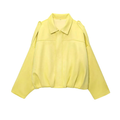 Women's Street Fashion Solid Coats Bat Sleeves Vintage Jackets