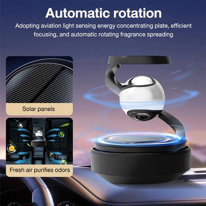 Solar Car Air Freshener Automatic Rotation Dashboard Fragrance