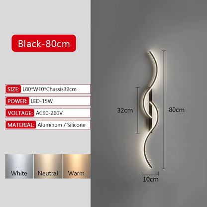 Long Strip LED Wall Lamp Modern Remote Control Dimming Living Roomdecor