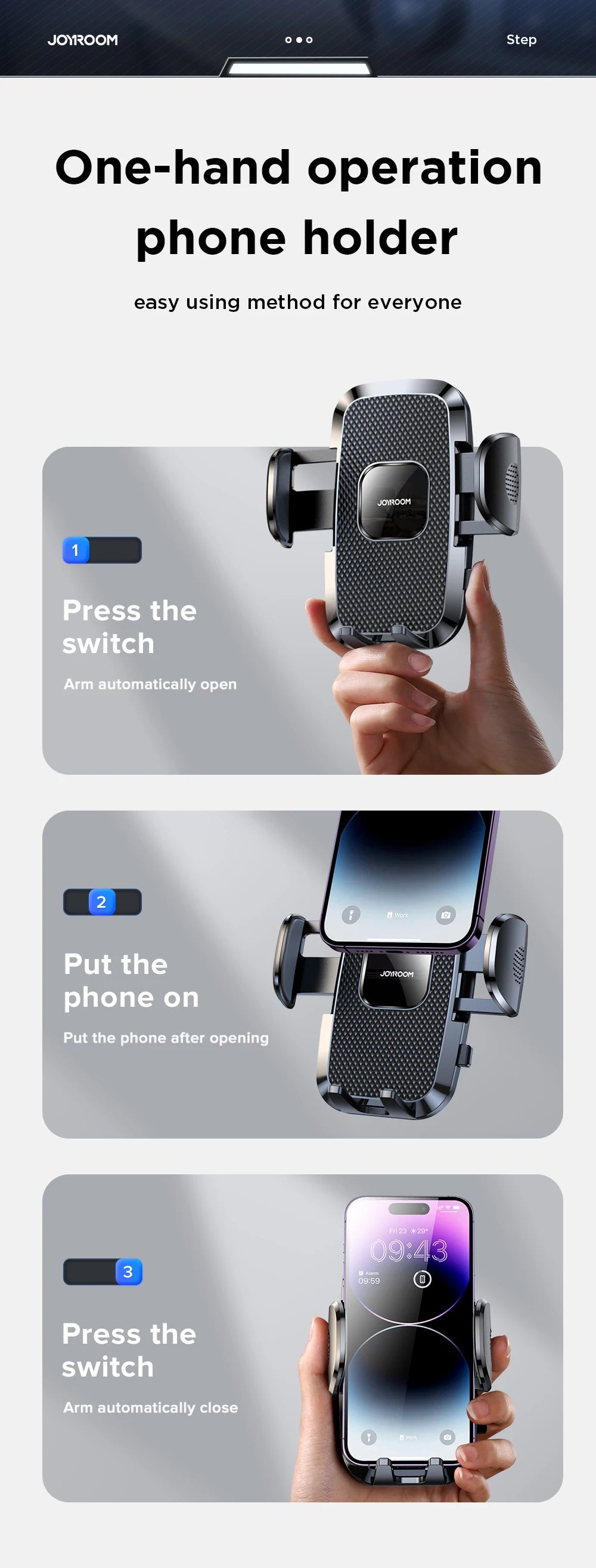 Joyroom Car Phone Holder Mount 360° Widest View Universal