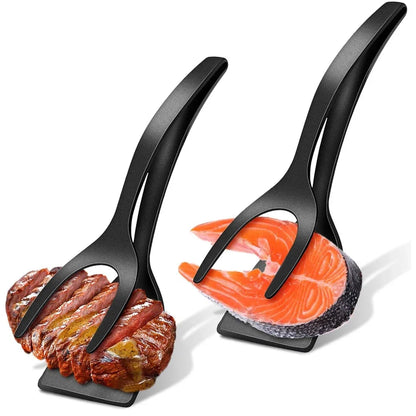 2-in-1 Grip Flip Spatula Tongs - Nylon Non-Stick Egg