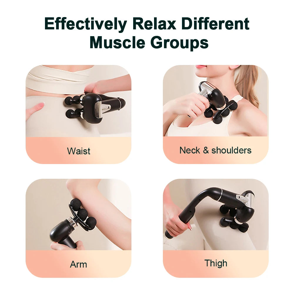 6-Heads Handheld Fascia Gun High Frequency Vibration Body