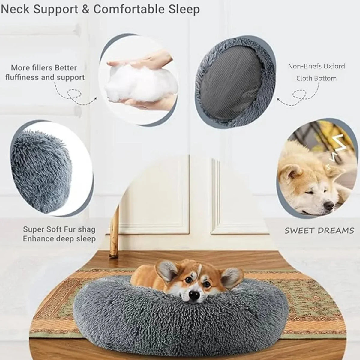 Round Pet Bed for Large Dog Bed Super Soft Bed