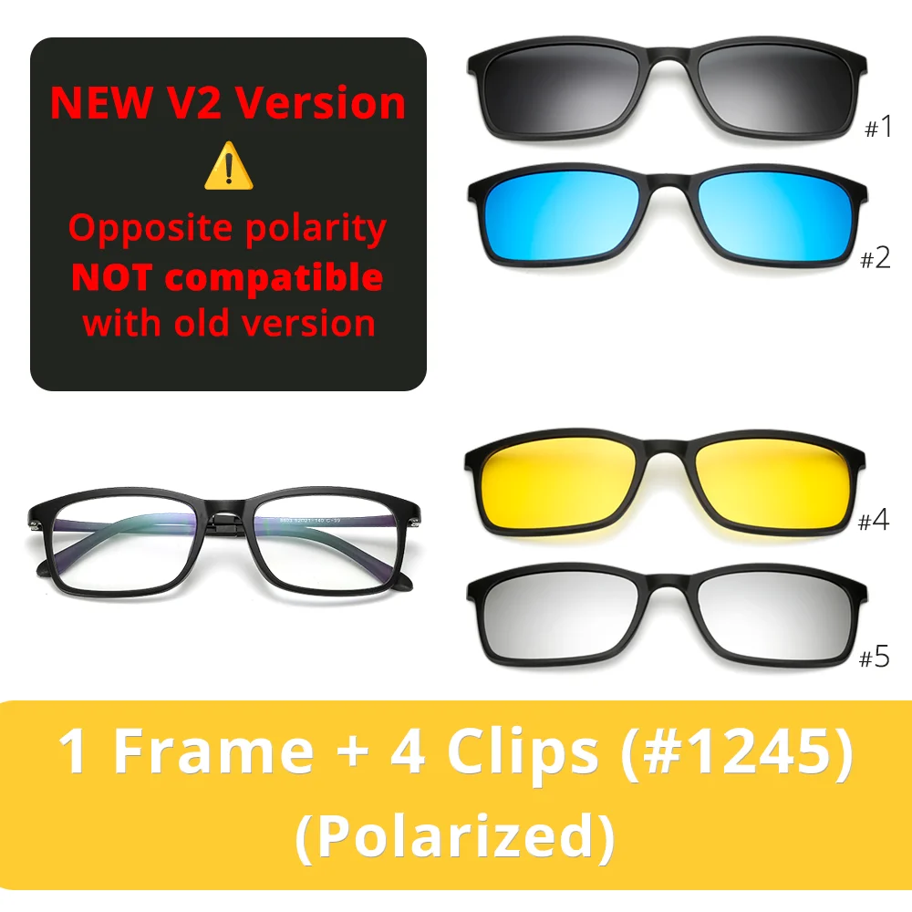 5 In 1 Magnetic Clip On Glasses TR90 Optical Eyeglass