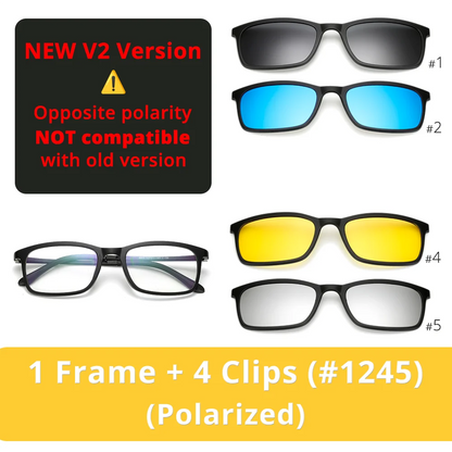 5 In 1 Magnetic Clip On Glasses TR90 Optical Eyeglass