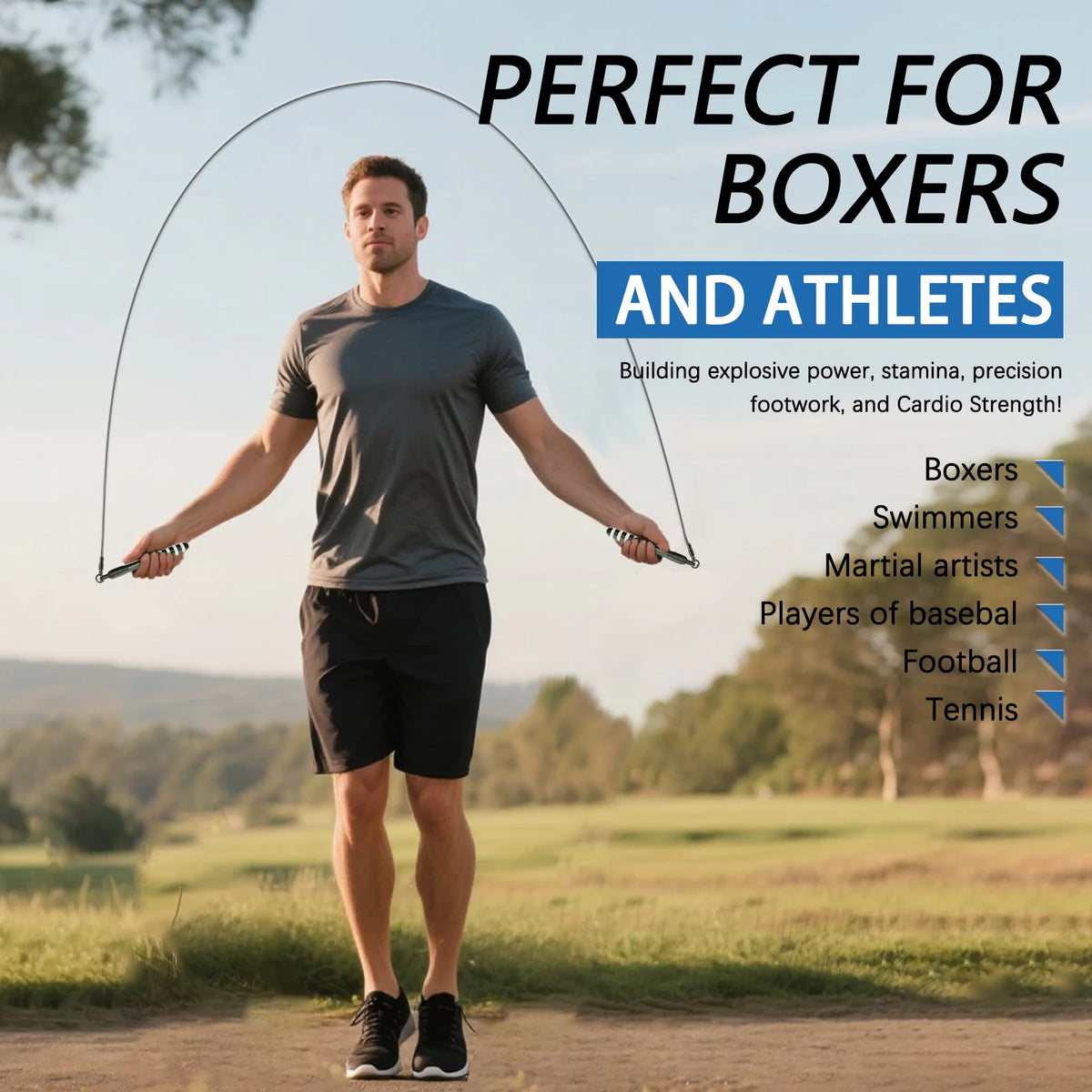 Jump Rope Metal Wire Non-slip Handles Fitness