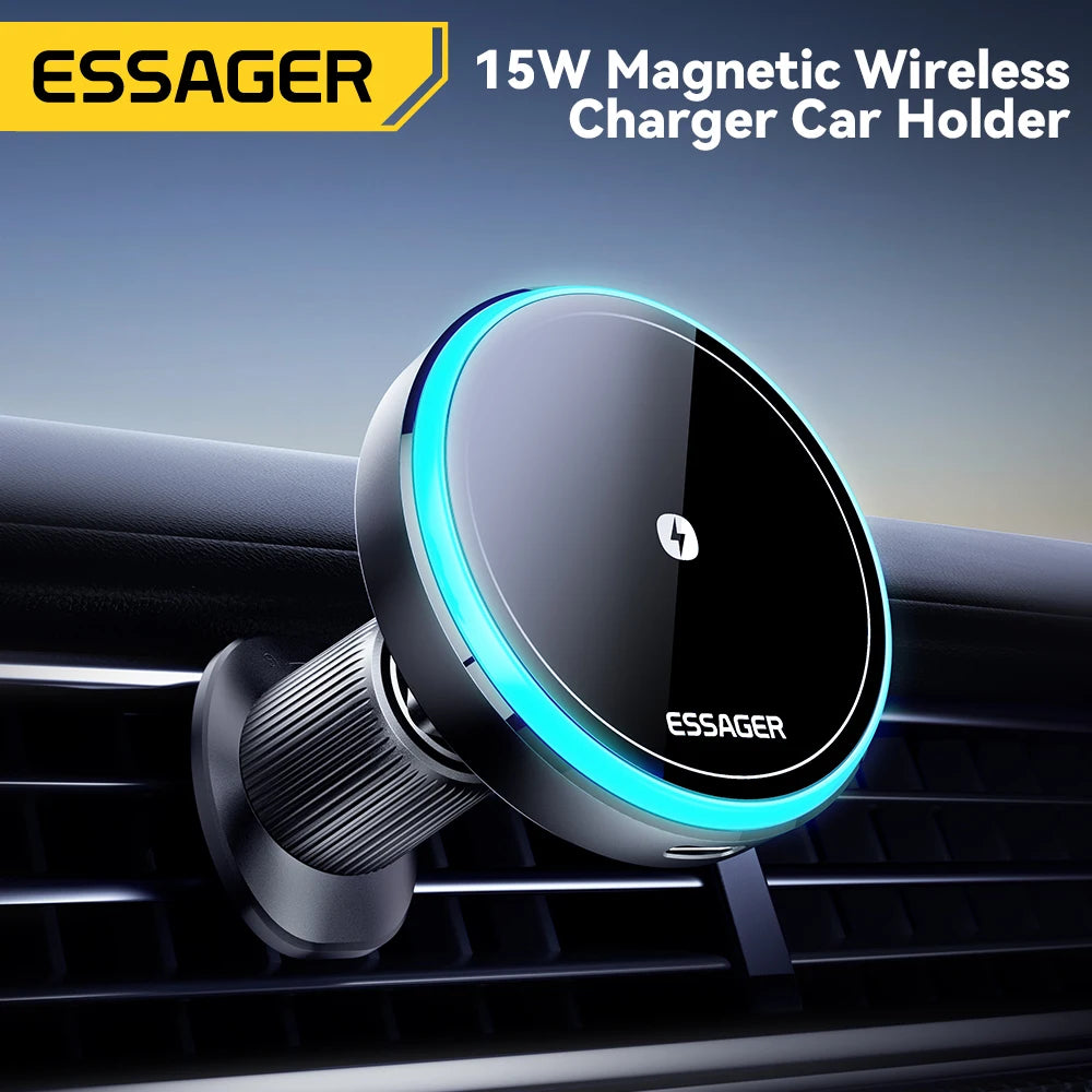 Essager Magnetic Car Phone Holder 15W Wireless Charger Stand