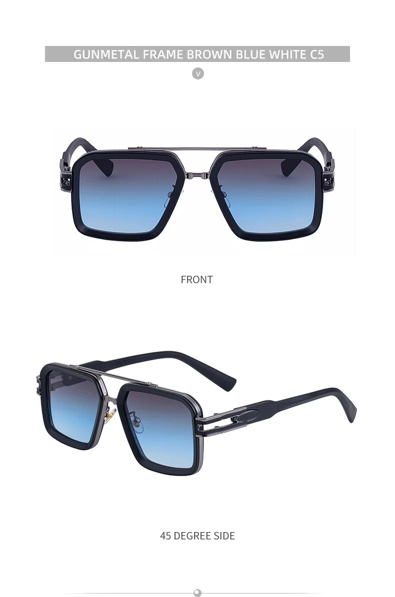Oversized Steampunk Square Sunglasses Men Big Luxury Brand