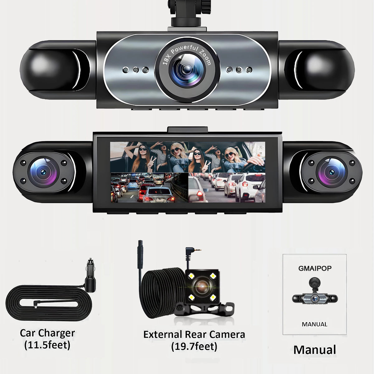 4 Channel Dash Cam 360° Car Video Recorder Black Box