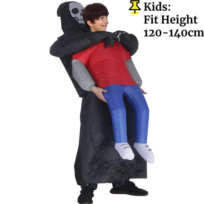 Adult Funny Inflatable Black Robe Mask Ghost Costume