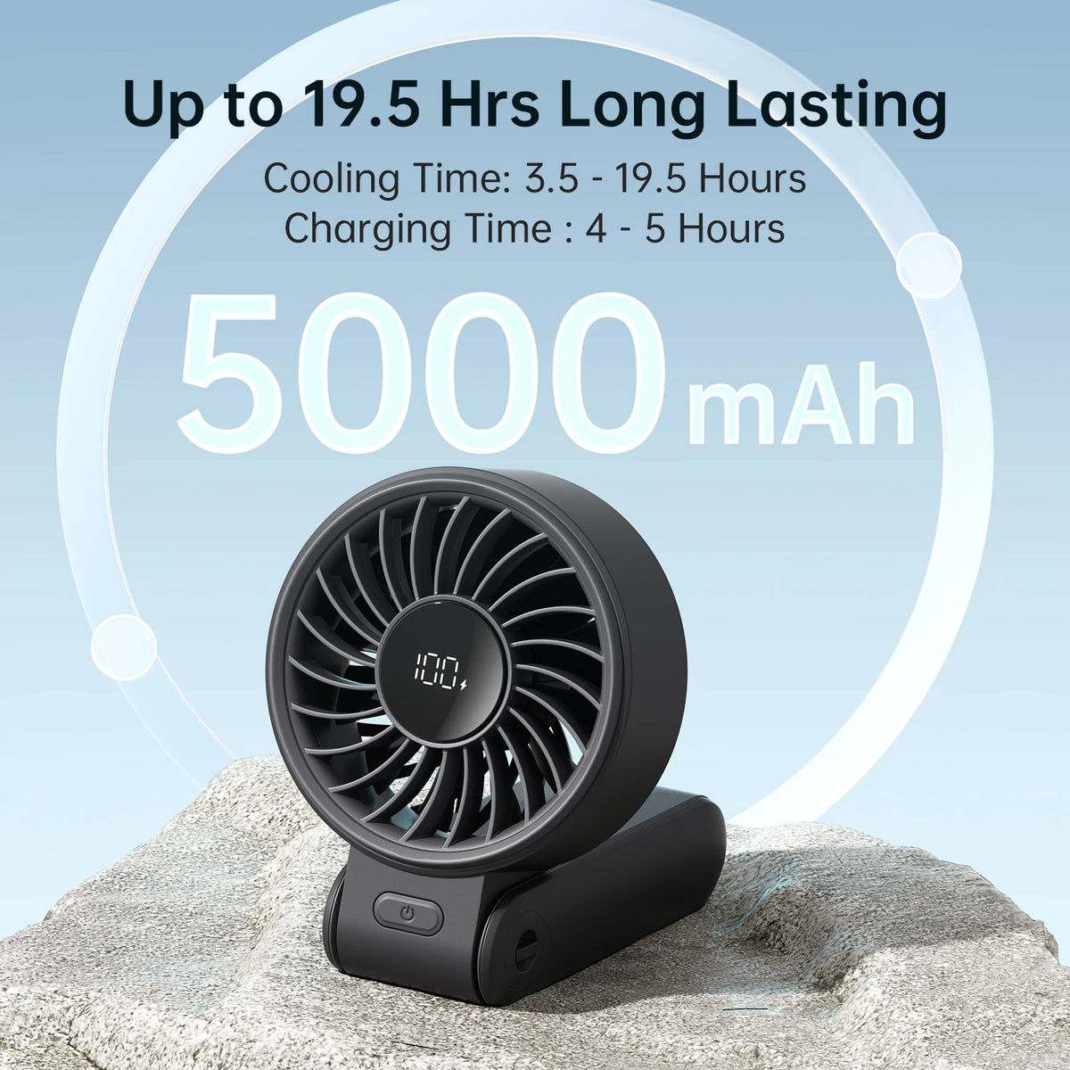 JISULIFE Portable Handheld Fan with LED Display