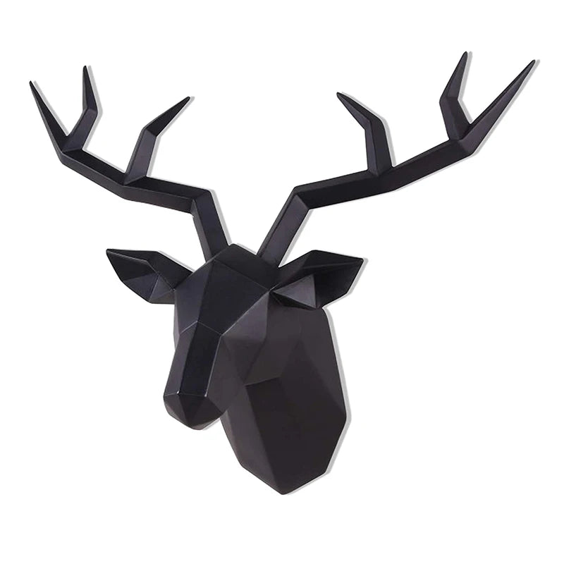 Deer Head Sculpture Animal Statue Figurines Wall Hanging