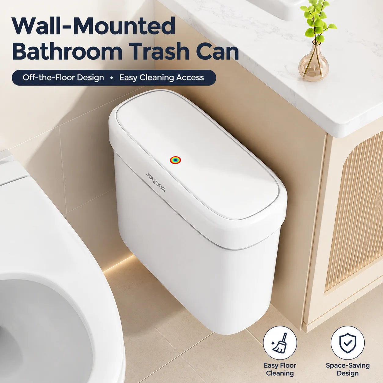 Wall Mounted Trash Can with Press-Top Lid