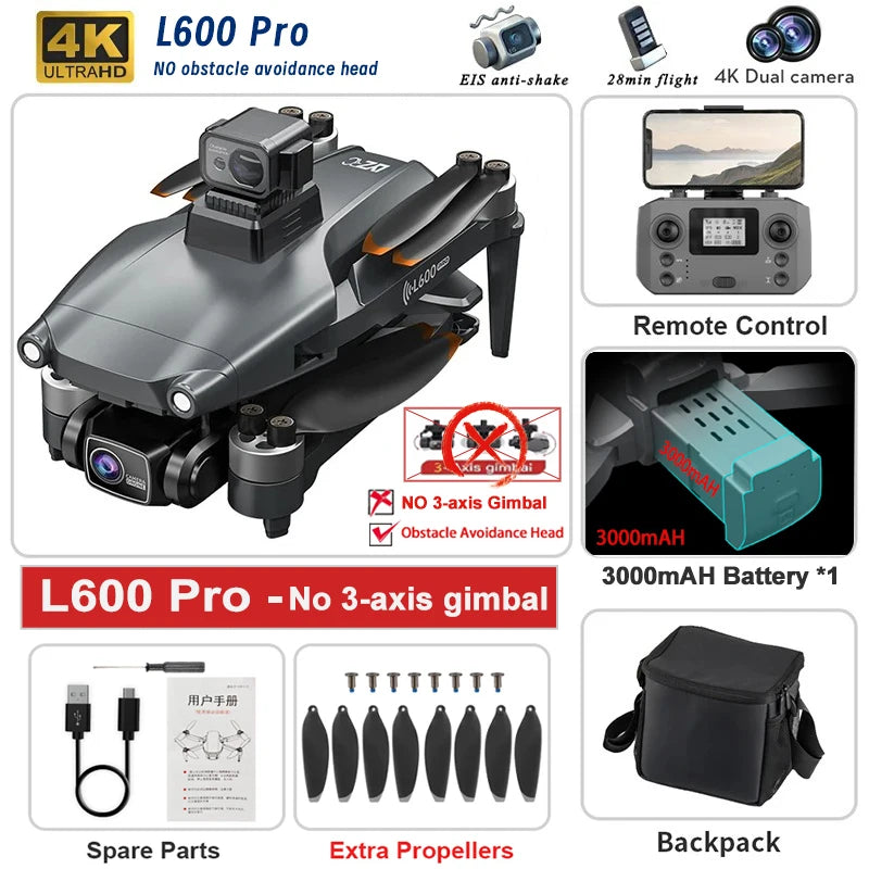New L600 PRO MAX/PRO GPS Drone 5KM 4K Professional