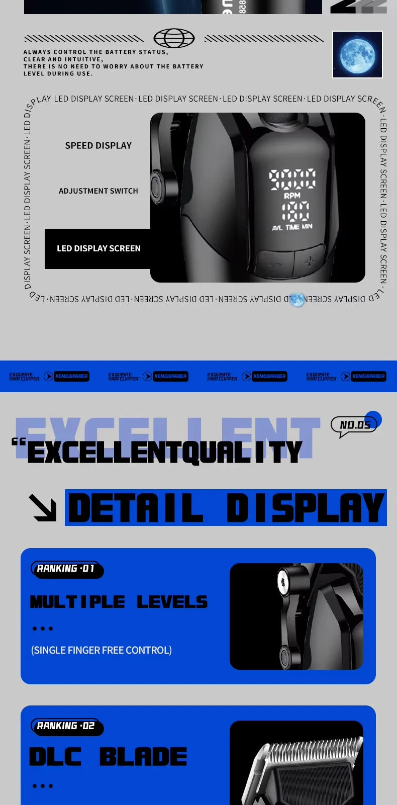 Kemei KM-1858 10W Barber Professional Electric Hair Clipper