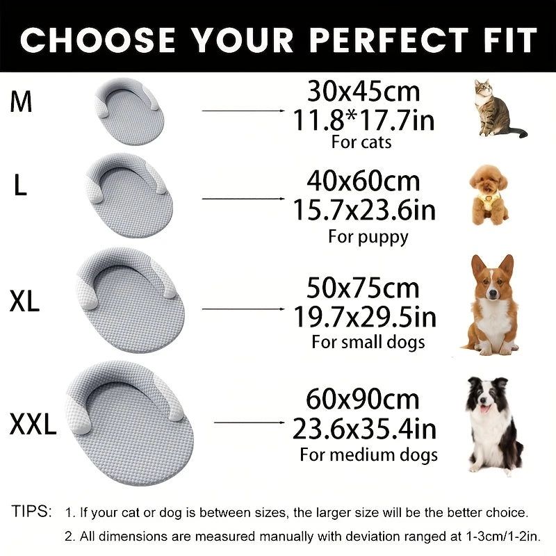 Summer Ice Silk Cooling Dog Bed Oval Breathable Heat Dissipation