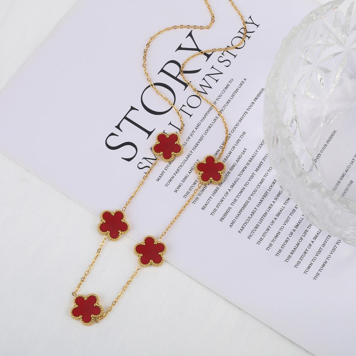 Stainless Steel Laser Five Leaf Flower Petal Adjustable Clover