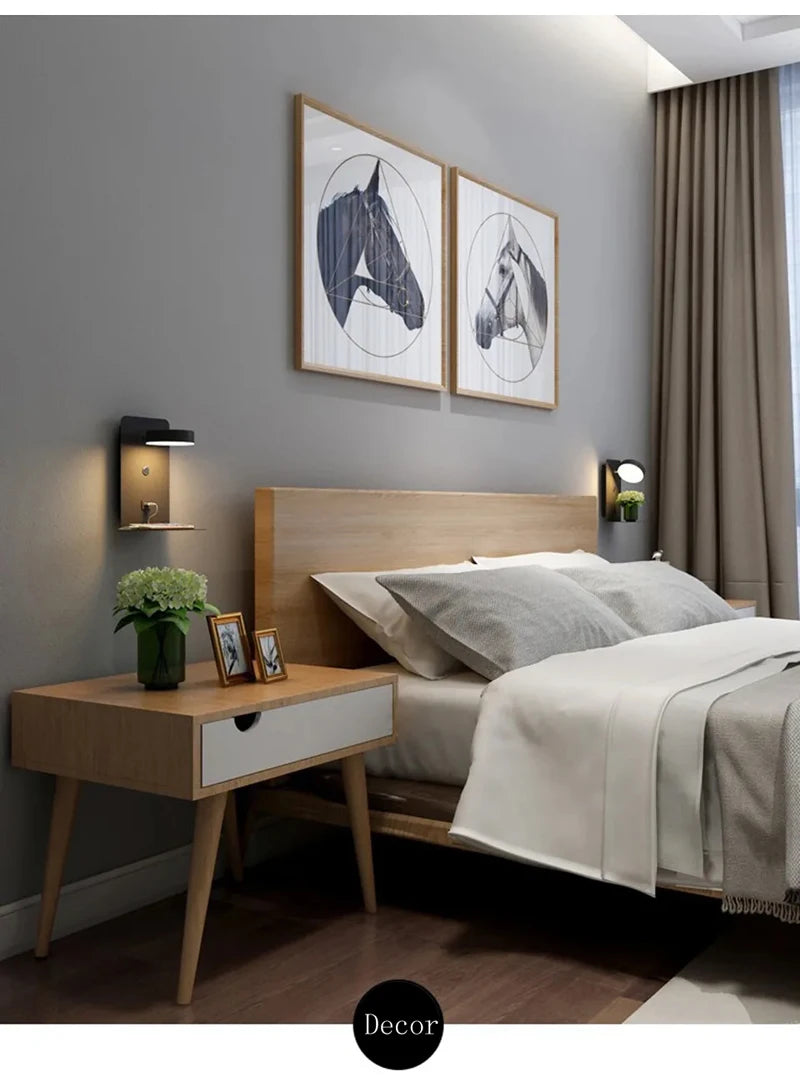 Bedroom Led Wall Lamps with USB Charge Wall Light