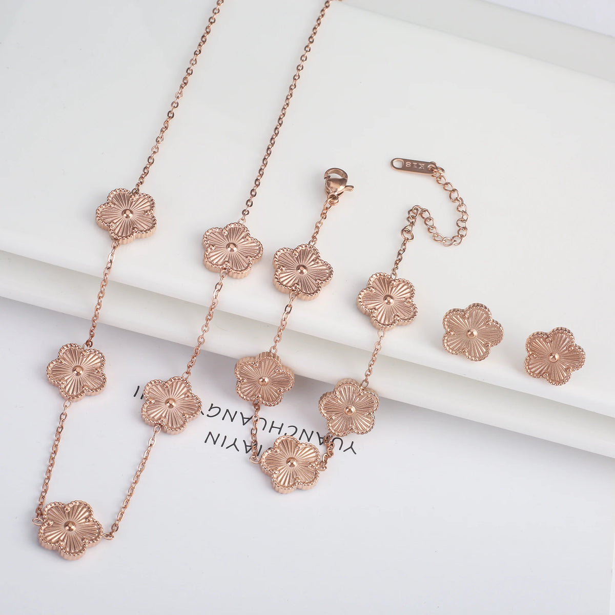 Stainless Steel Laser Five Leaf Flower Petal Adjustable Clover
