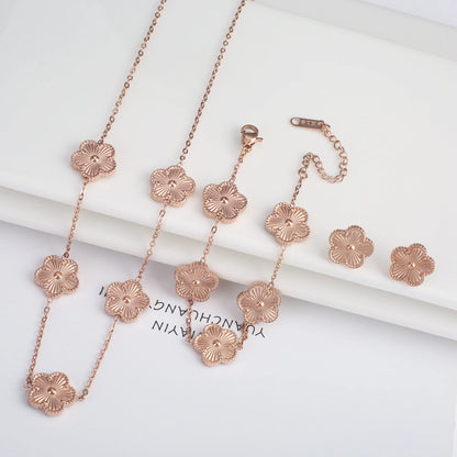 Stainless Steel Laser Five Leaf Flower Petal Adjustable Clover