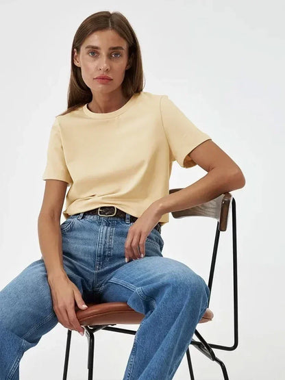Bornladies Summer 100% Cotton Women's T-shirt Bottoming Tops