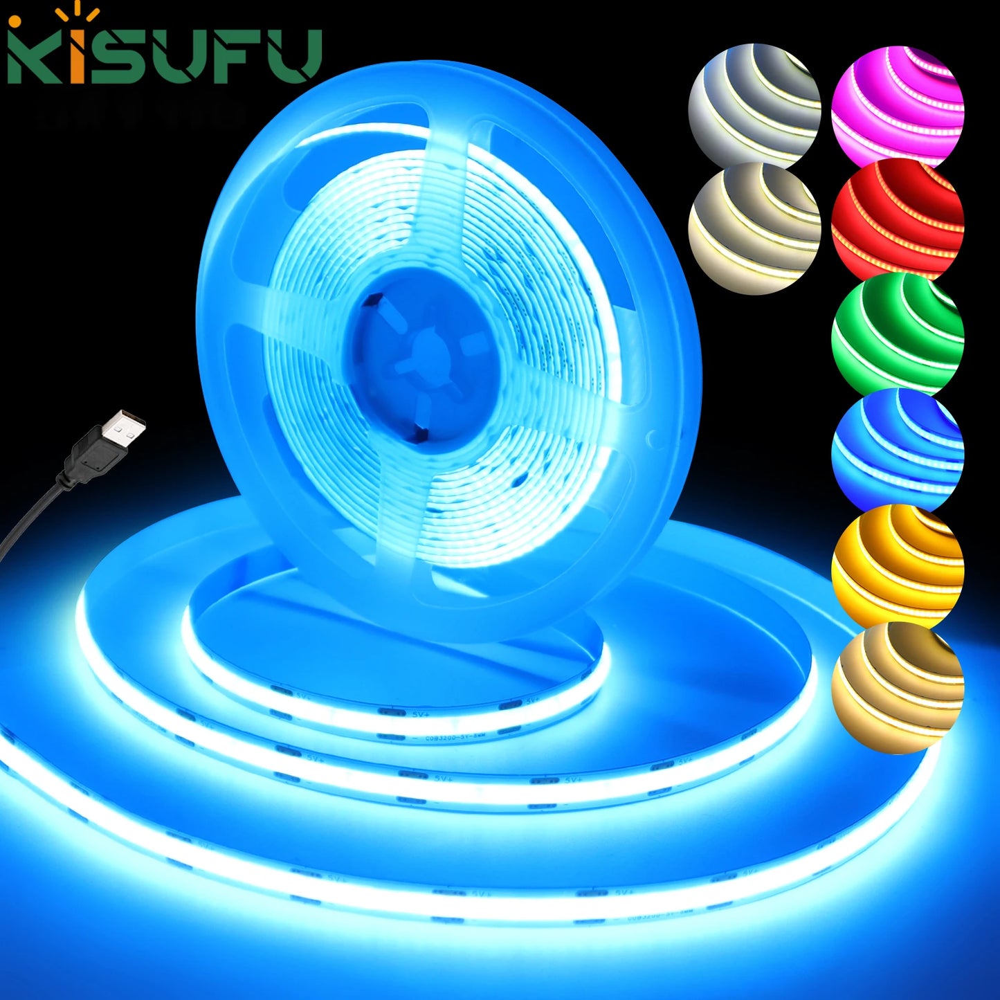New USB COB Strip Light Flexible Adhesive Tape Night Lighting