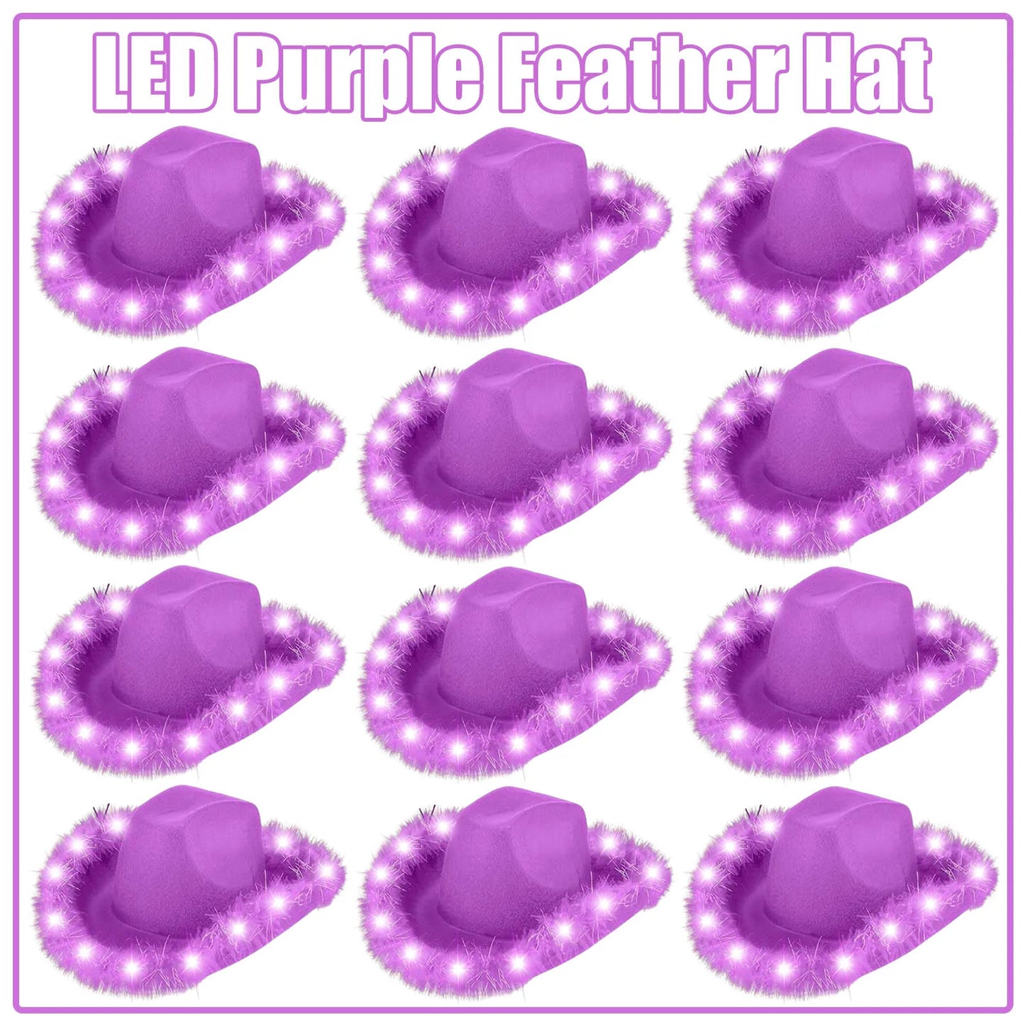 LED Cowboy Hats Wedding Hats Bulk Light up Cowboy Hats