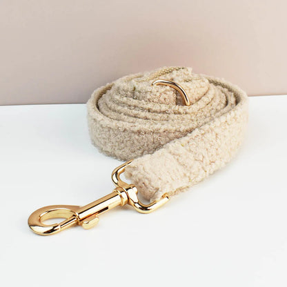 Teddy Velvet Dog Collar And Leash Set For Dogs Custom Engraved
