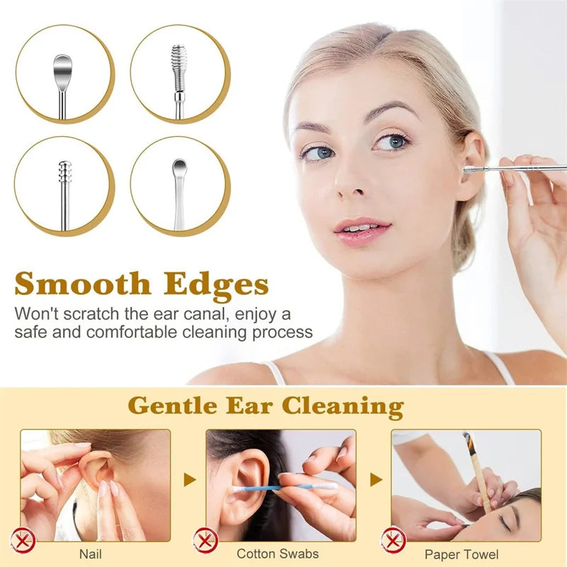Stainless Steel Ear Cleaner Portable Ear Spoons Spiral