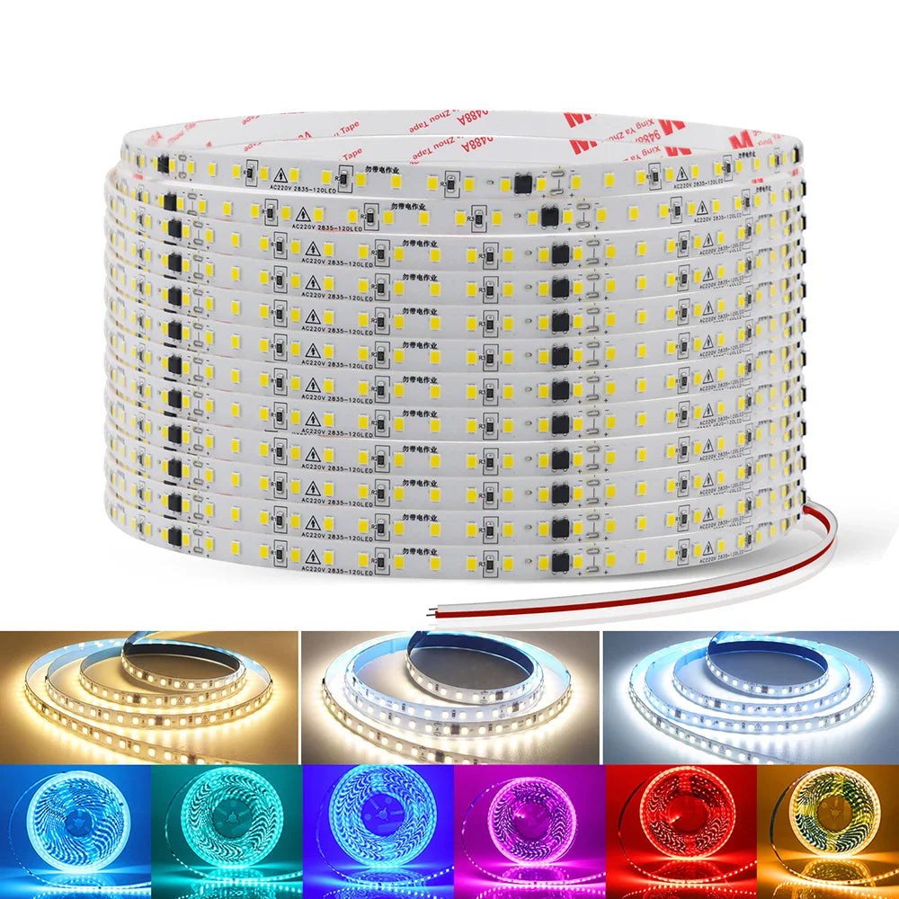 5m 10m 20m 50m LED Strip Light AC 220V 230V 240V IP55