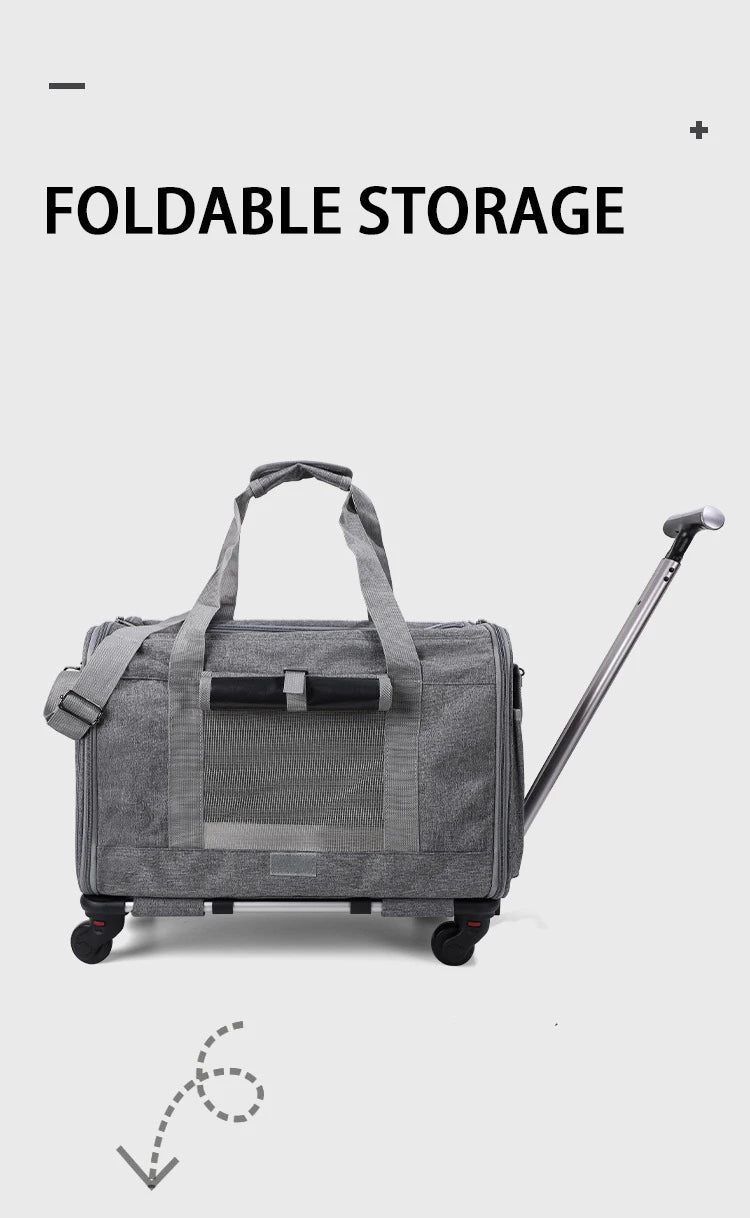 Pet Carrier with Wheels for Dogs Rolling Pet Carrier
