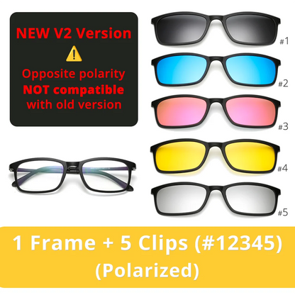 5 In 1 Magnetic Clip On Glasses TR90 Optical Eyeglass